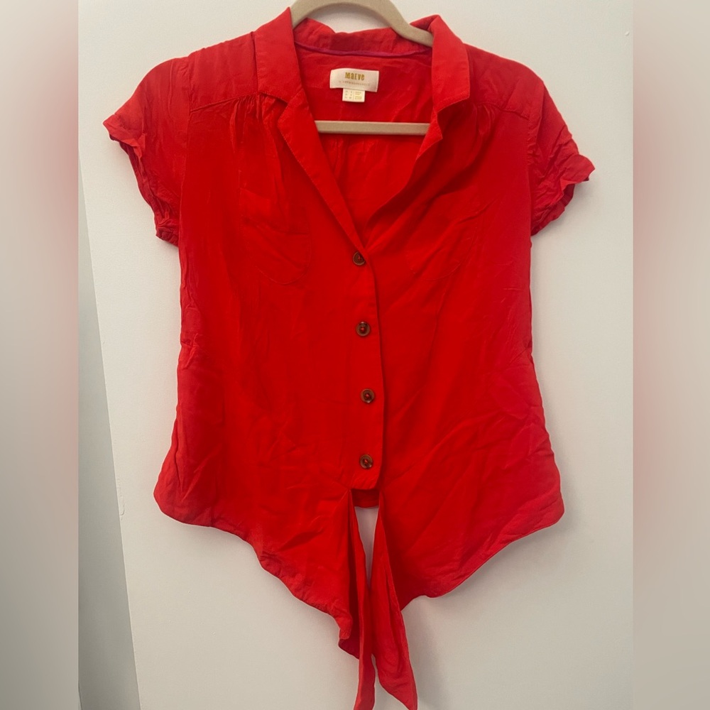 Anthropologie Bright Red Blouse